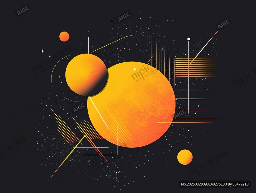 未來(lái)感宇宙幾何抽象插畫