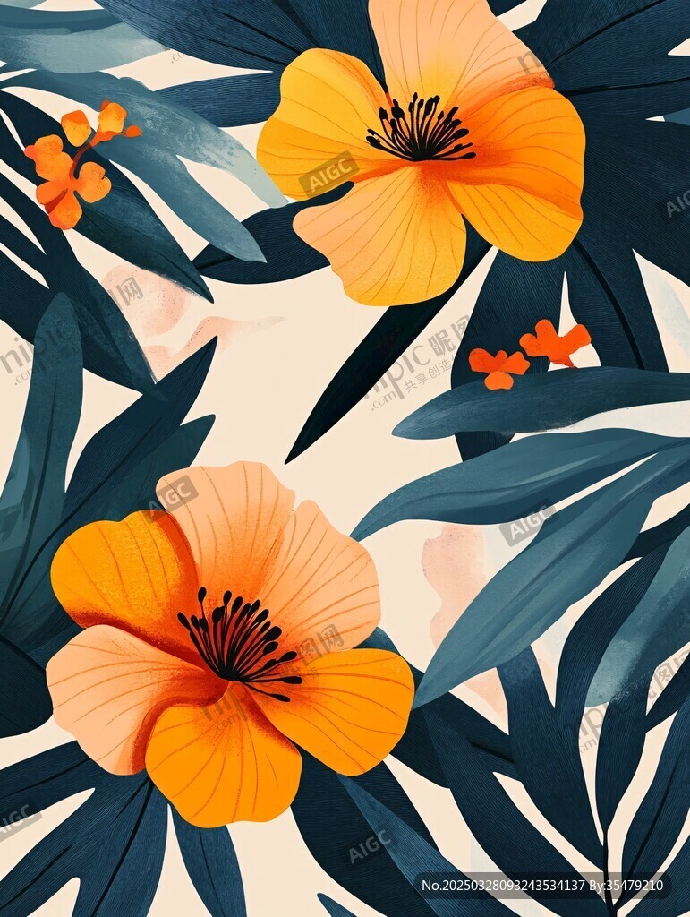 熱帶花卉插畫(huà)