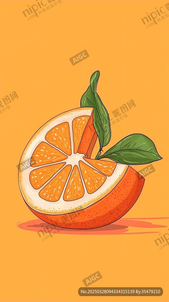切片橙子插畫 清新亮眼