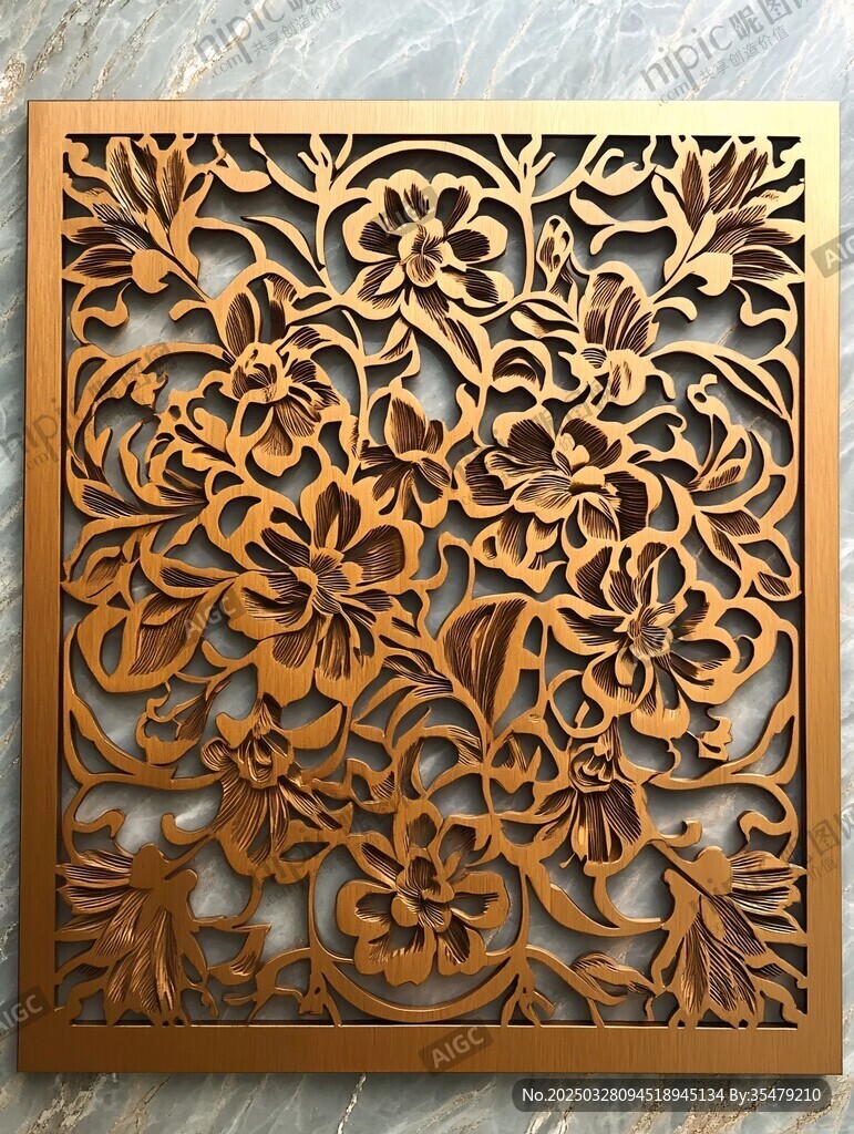精美木雕花卉鏤空裝飾板