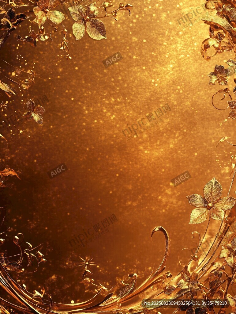 金色花卉華麗背景圖