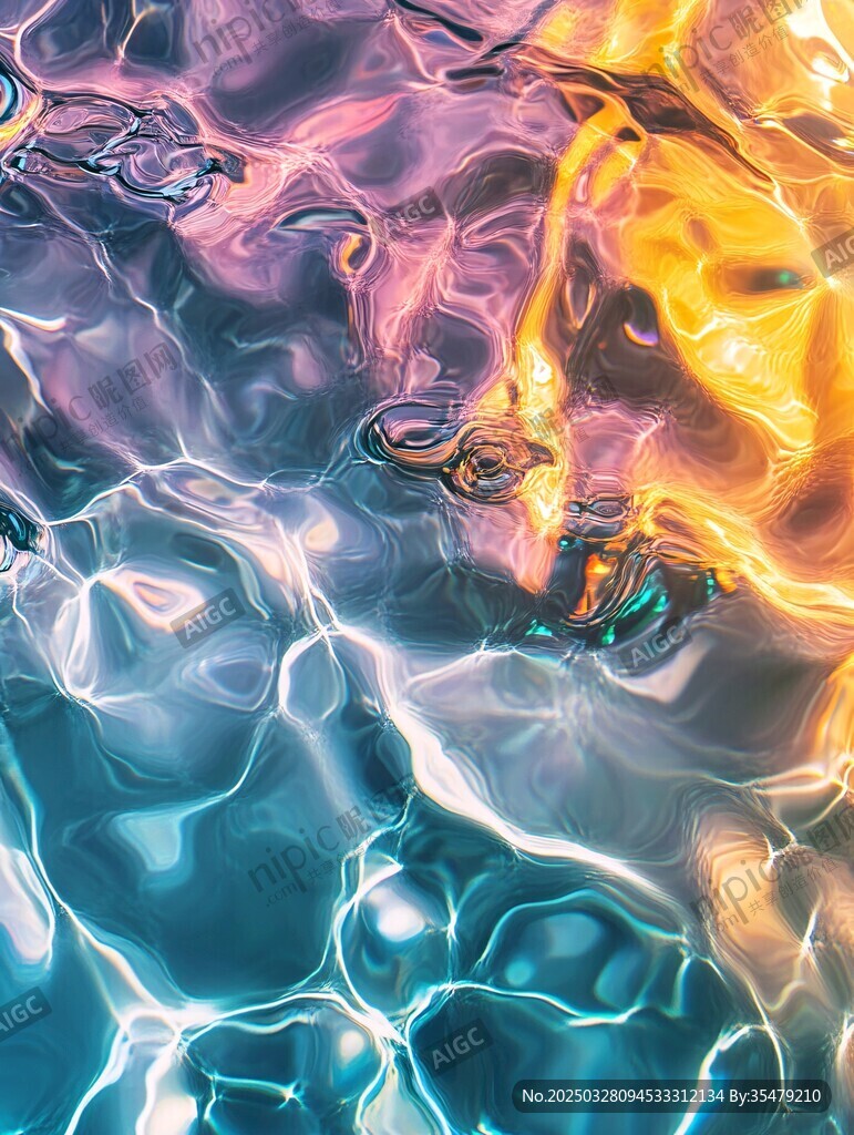 夢幻色彩流動的水波紋