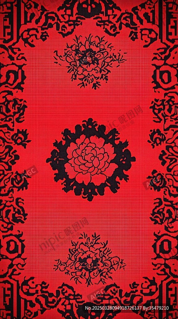 紅色中式花紋圖案