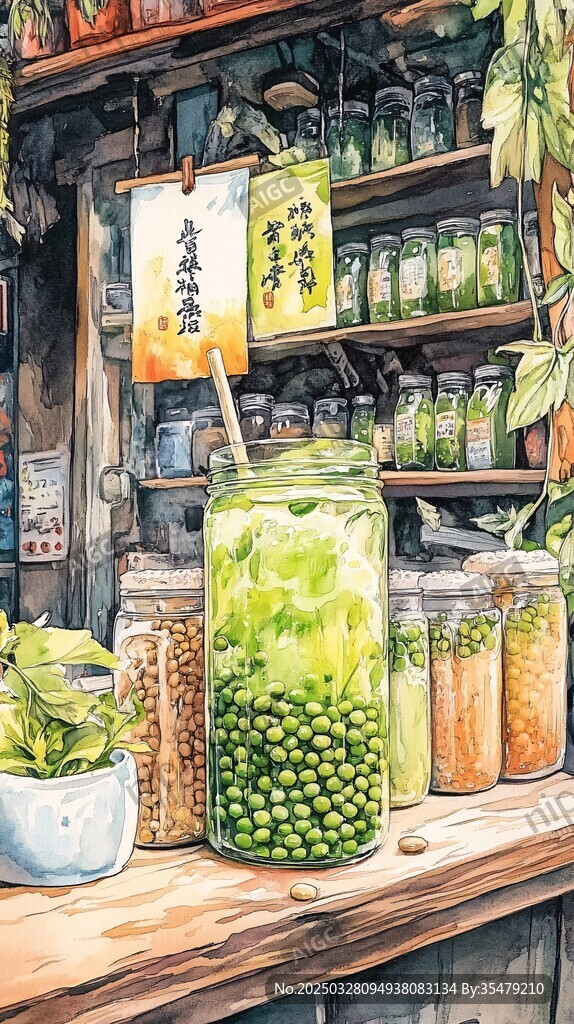 復古風雜貨店的罐裝食材