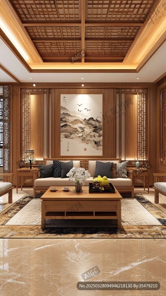 中式典雅客廳室內(nèi)空間設(shè)計(jì)