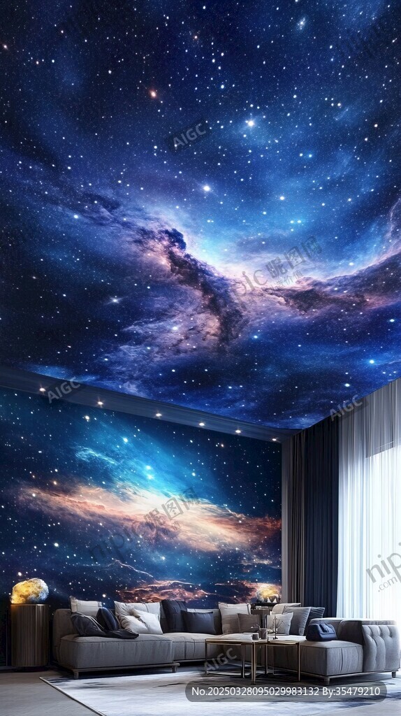 夢幻星空主題客廳天花板