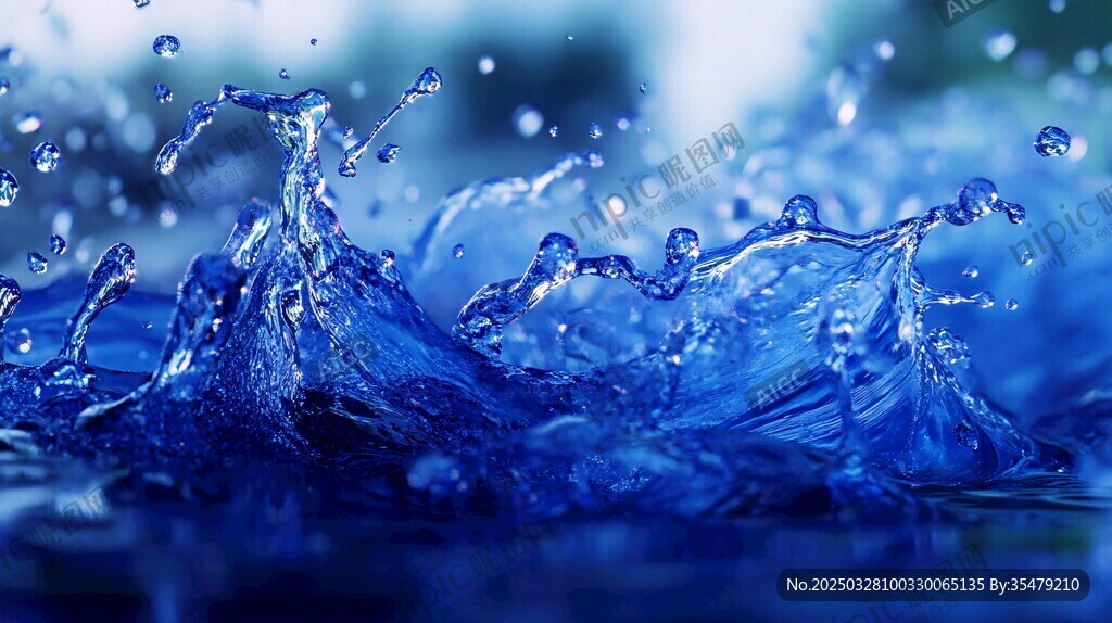 藍(lán)色水花瞬間綻放