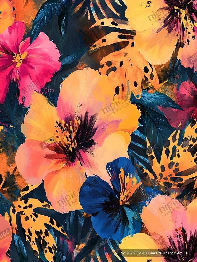 熱帶花卉絢麗圖案