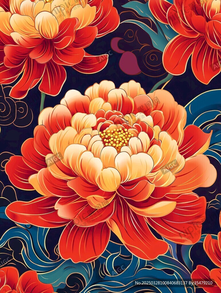 中式繁花 國潮牡丹紋樣