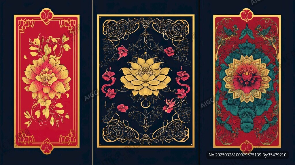 中式花卉紋樣裝飾圖案
