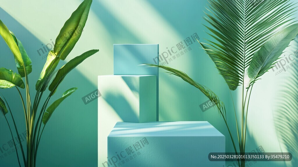 清新綠植與幾何擺件場景