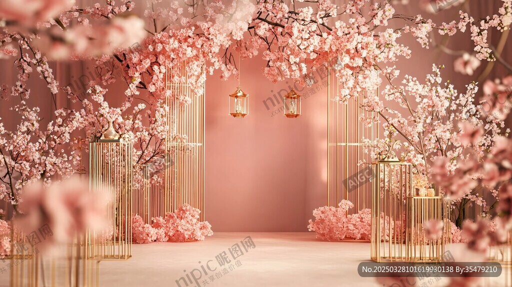 粉色浪漫櫻花婚禮場景