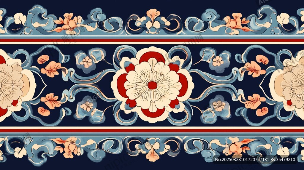 中式古典花卉紋樣圖案