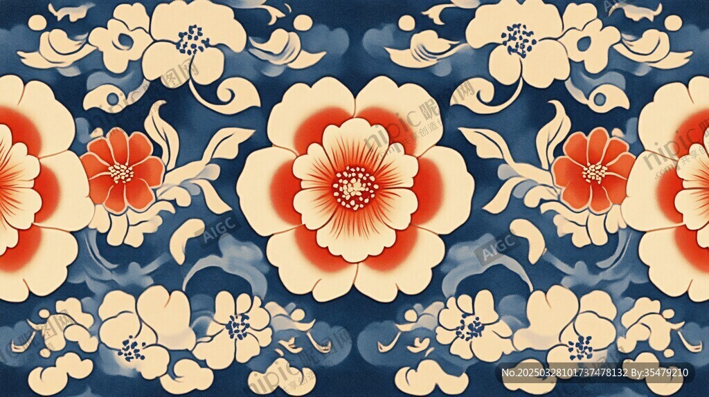 中式花卉圖案的精美紋樣
