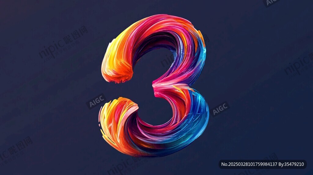 絢麗多彩3D數(shù)字3