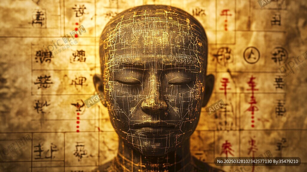 古中醫(yī)銅人及背后漢字符號