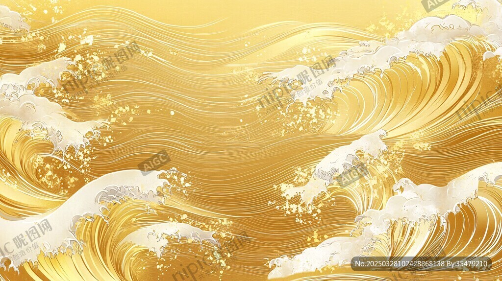 金色海浪圖案設(shè)計(jì)素材