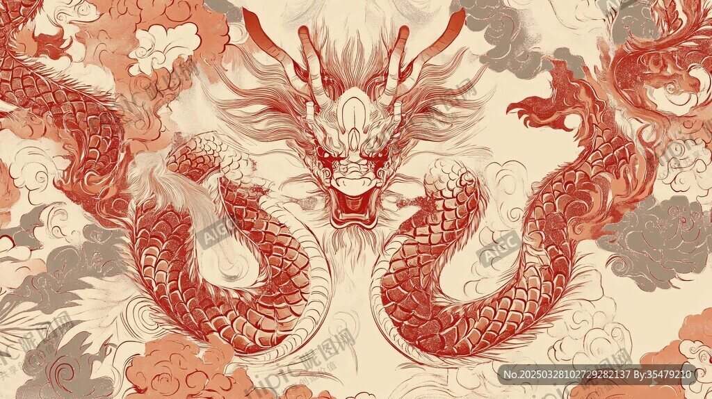 中式龍紋古風(fēng)圖案背景