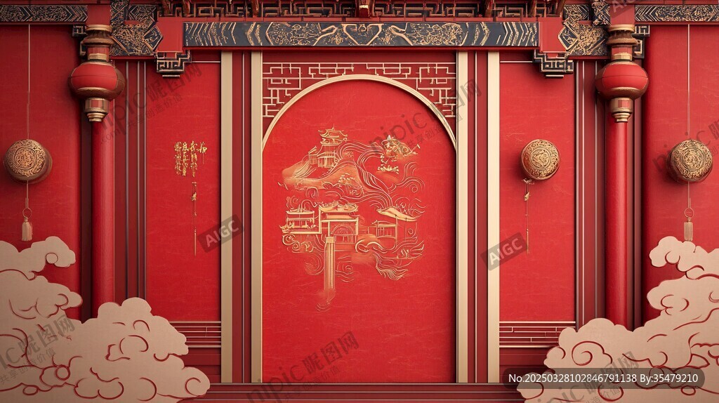 中式紅墻門 古韻裝飾之美