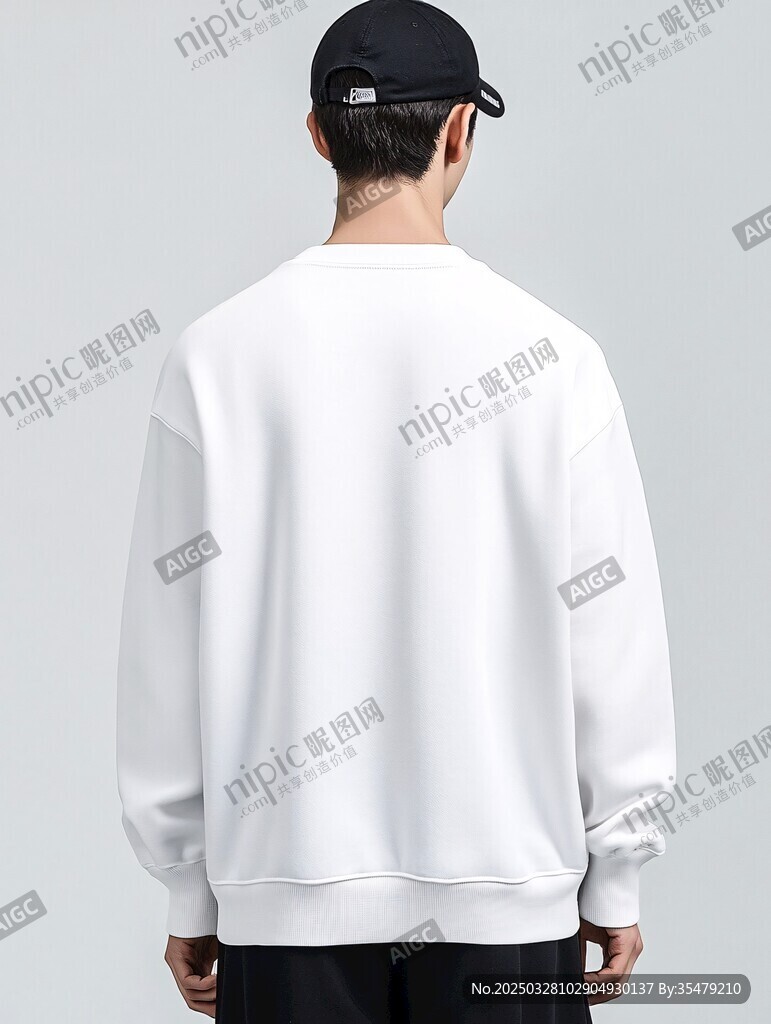 男士白色衛(wèi)衣背面展示