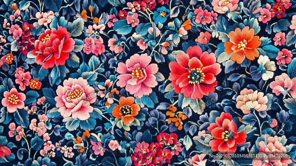 繁花似錦中式花卉圖案