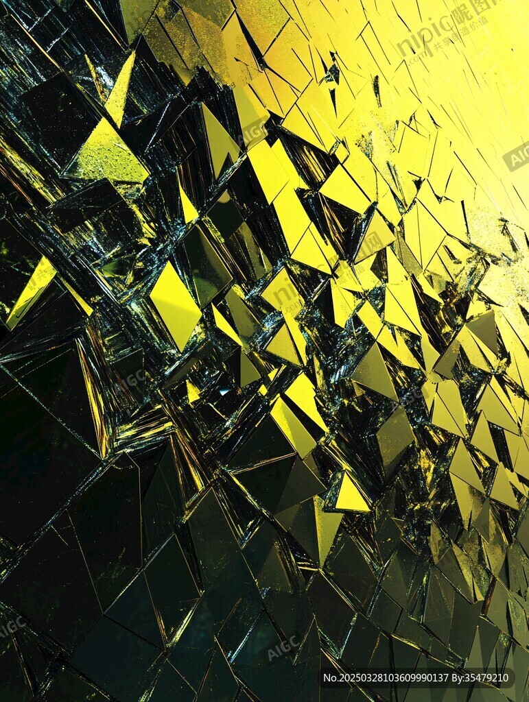 金色碎裂幾何抽象圖案