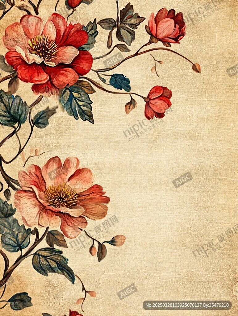 復(fù)古花卉裝飾畫背景圖