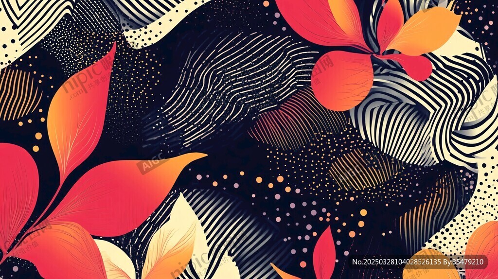 抽象花葉圖案藝術背景