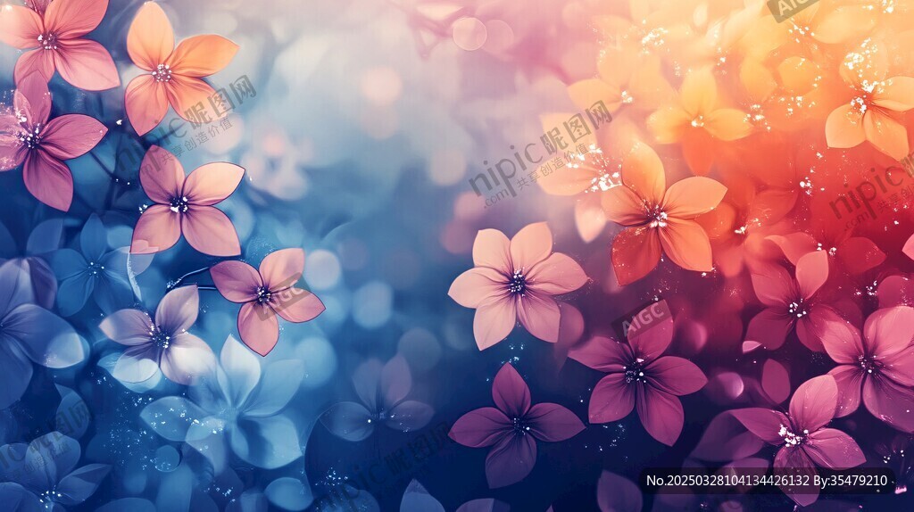 夢幻絢爛花卉背景圖