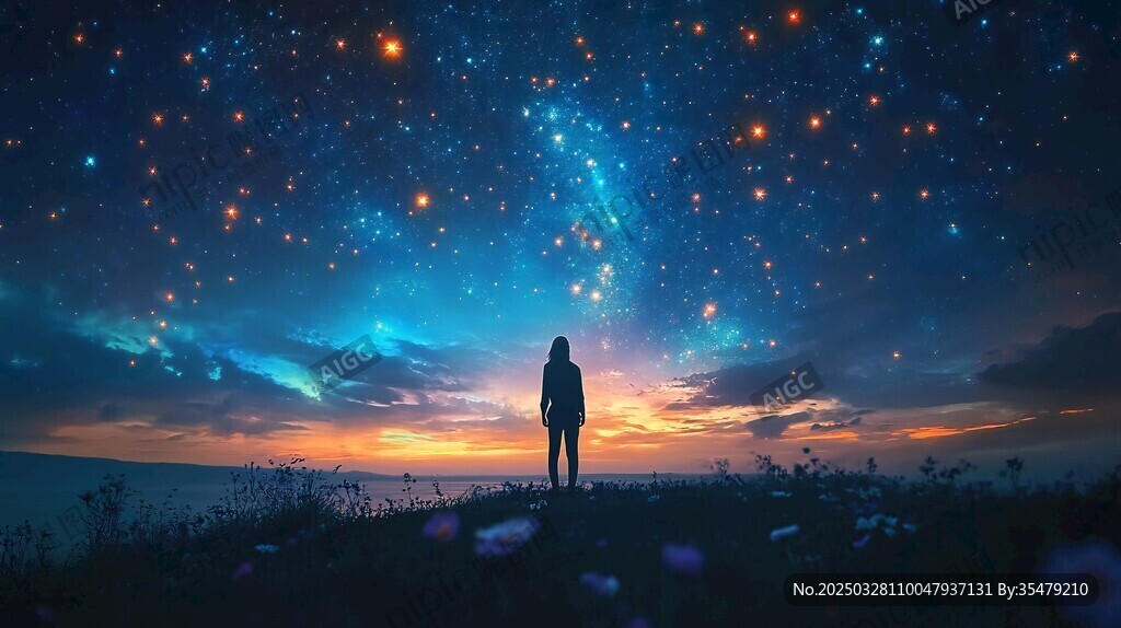 仰望星空的孤獨身影