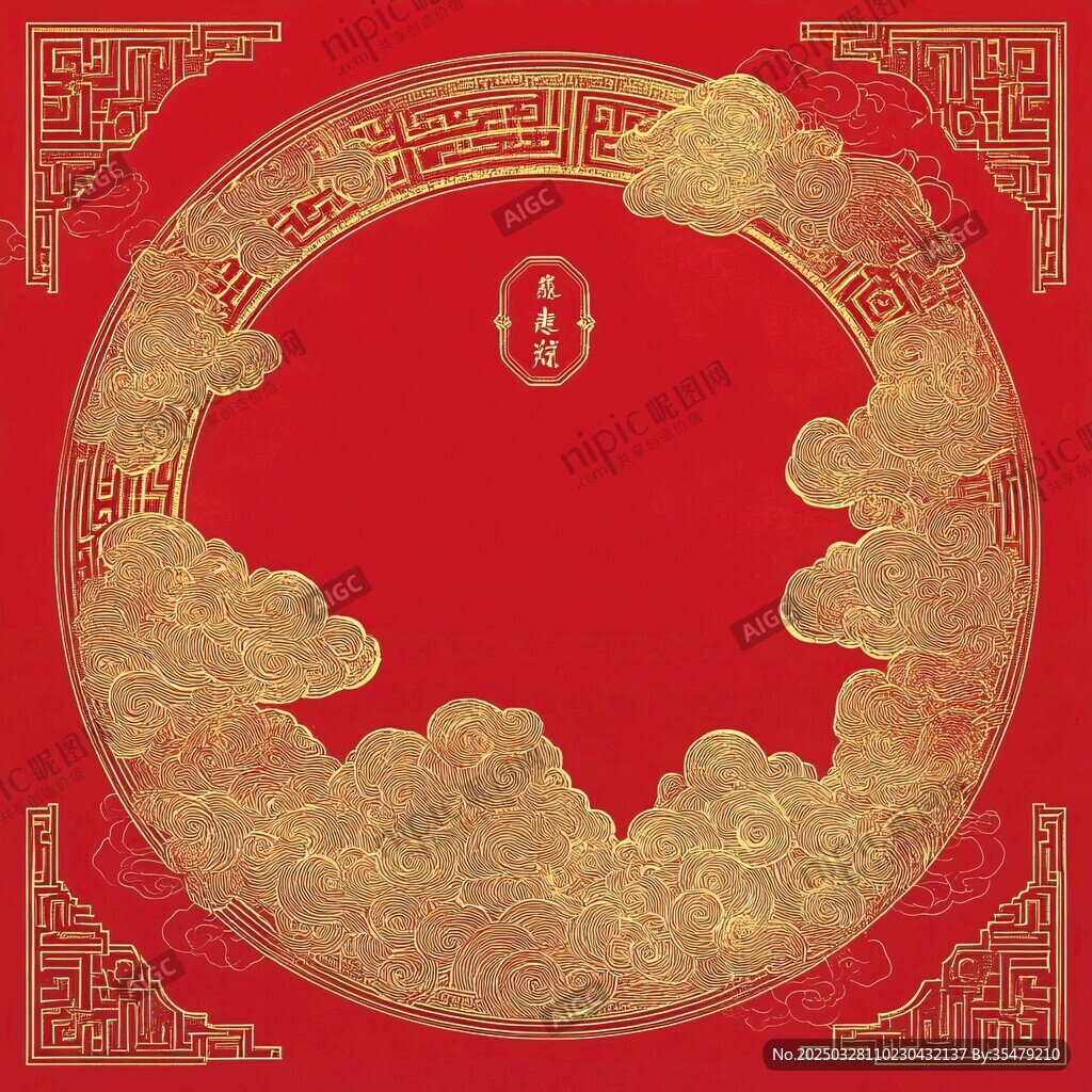 中式紅金祥云傳統喜慶背景