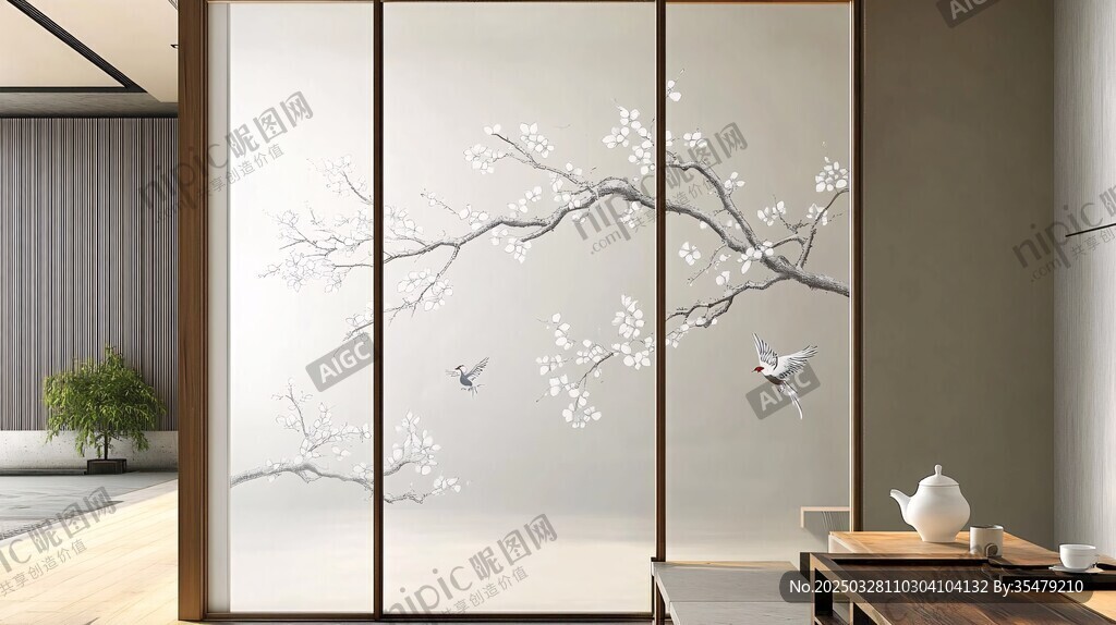 中式花鳥屏風 雅致空間