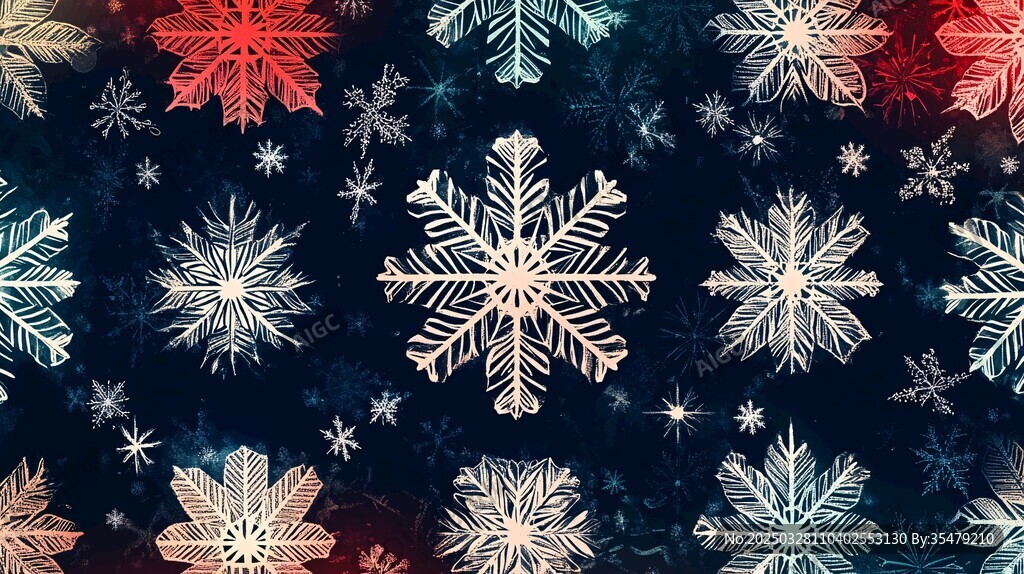 夢(mèng)幻多彩雪花背景圖案