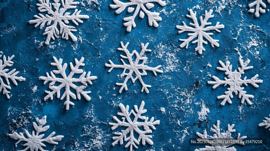 藍(lán)色背景上的精美雪花