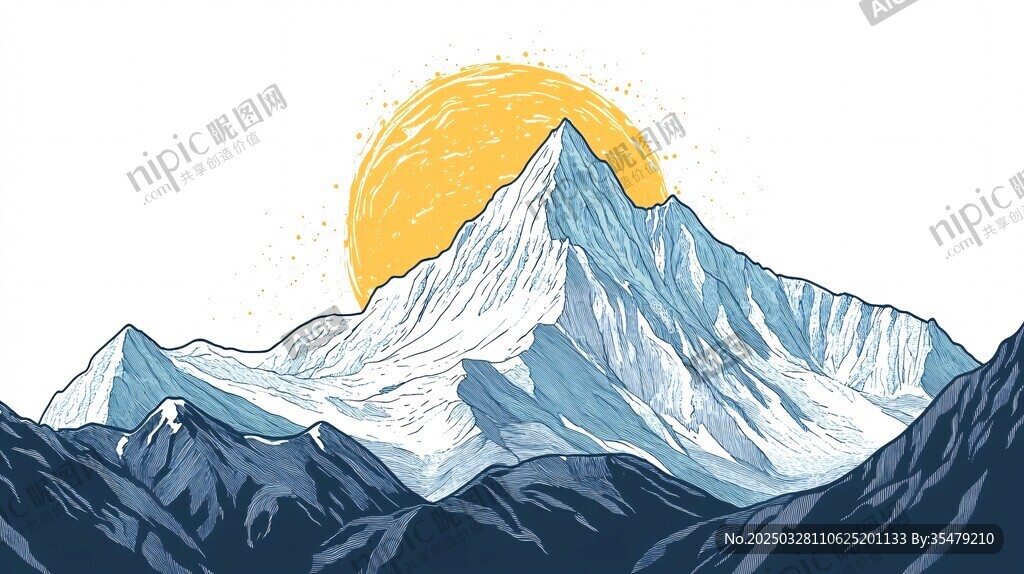 日出雪山壯麗風景圖