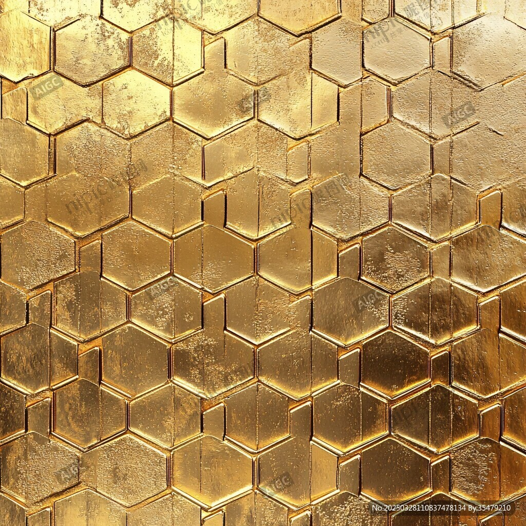 金色六邊形金屬質感紋理