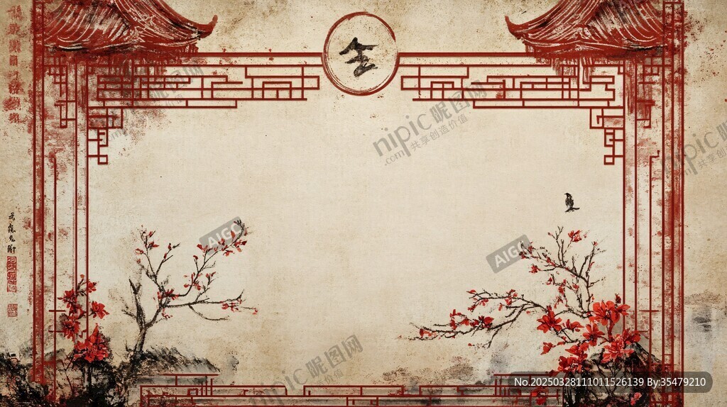 古典中式邊框喜慶背景圖