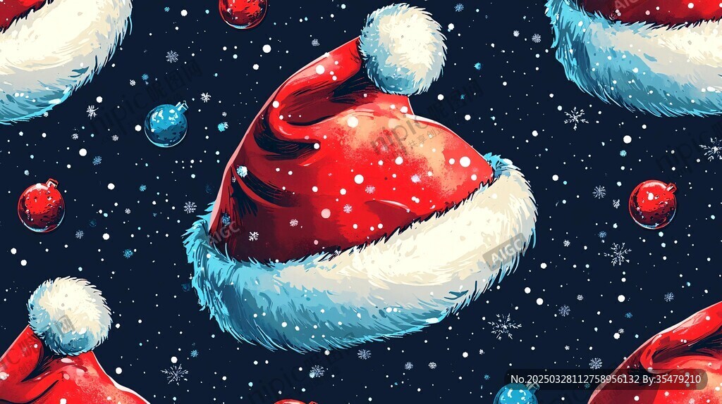 圣誕帽雪花節(jié)日元素圖案