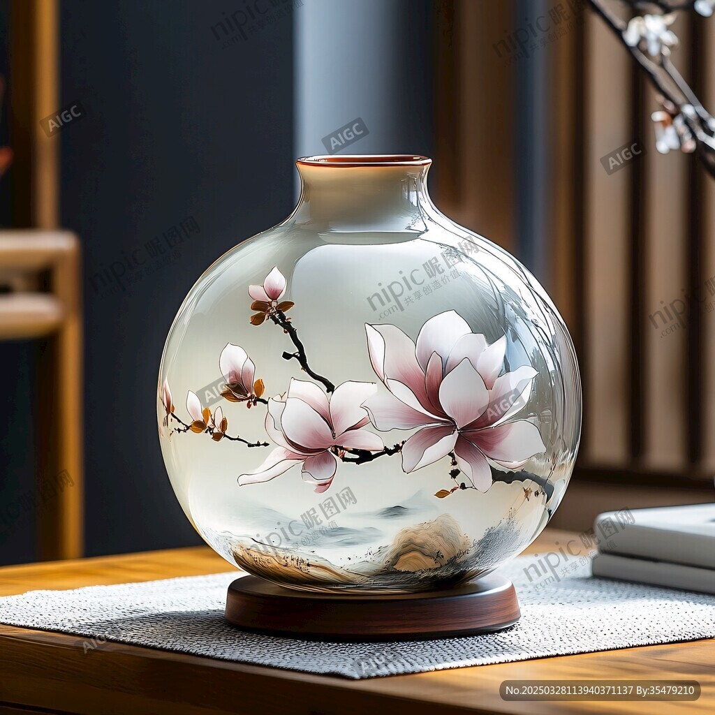 玉蘭花紋中式精美花瓶