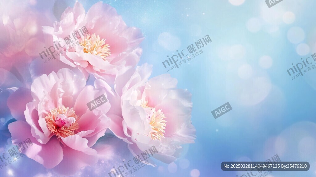 夢幻粉花綻放于藍(lán)調(diào)背景