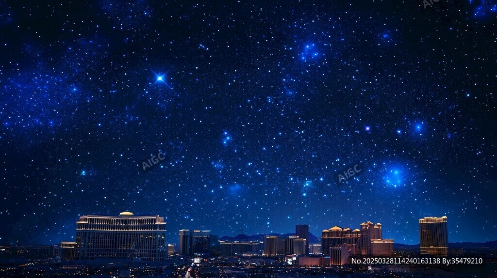璀璨星空下的城市夜景