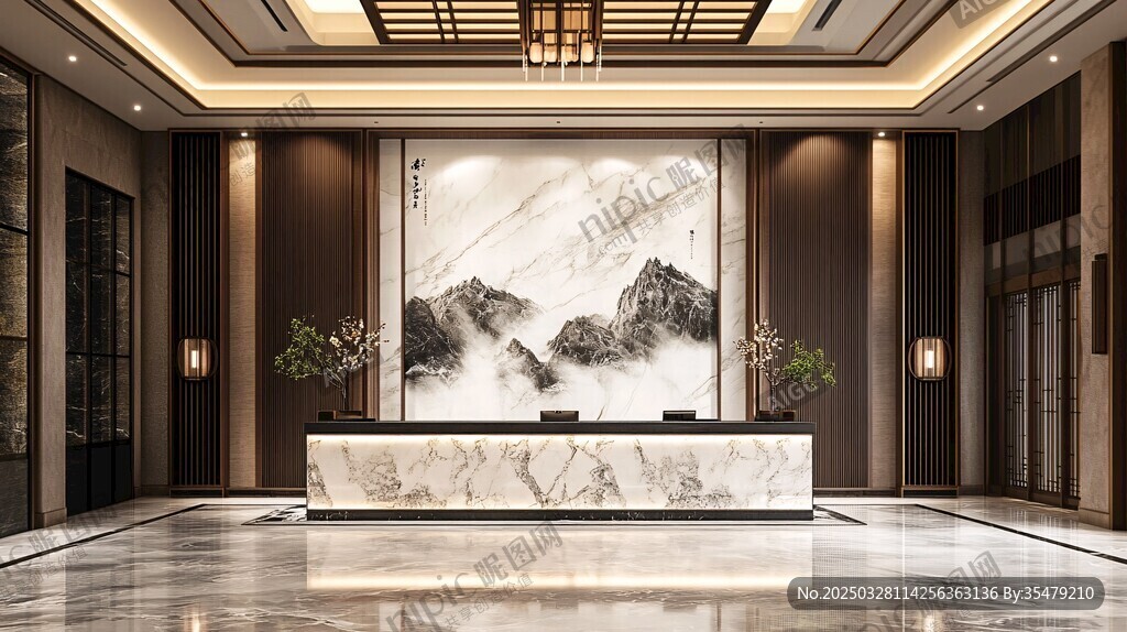 中式大氣酒店大堂接待處