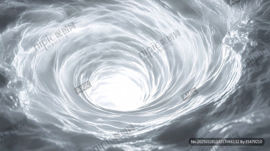 白色旋渦云霧奇幻景象
