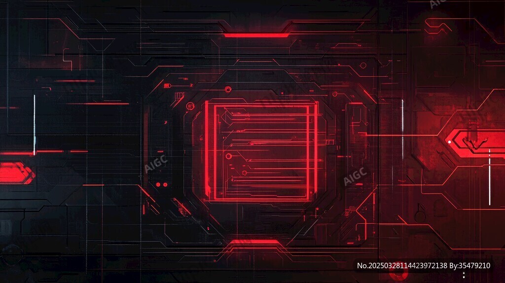 科技感紅色電路背景圖