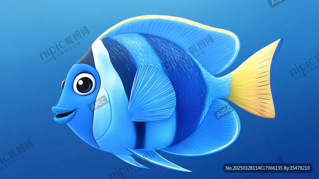 藍(lán)色可愛卡通小魚形象