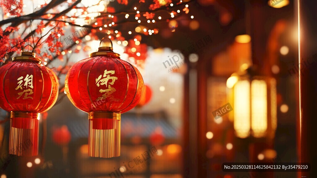 紅燈籠映中式浪漫氛圍