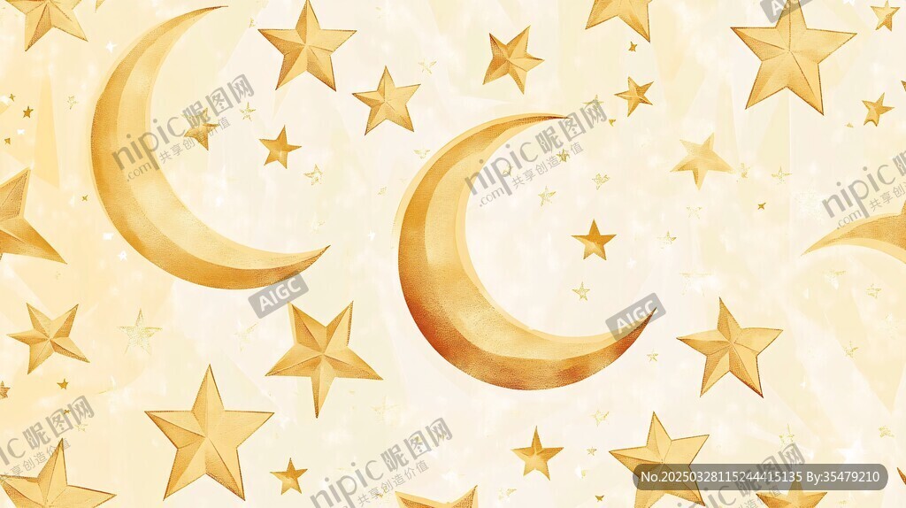 夢幻星月水彩背景圖案
