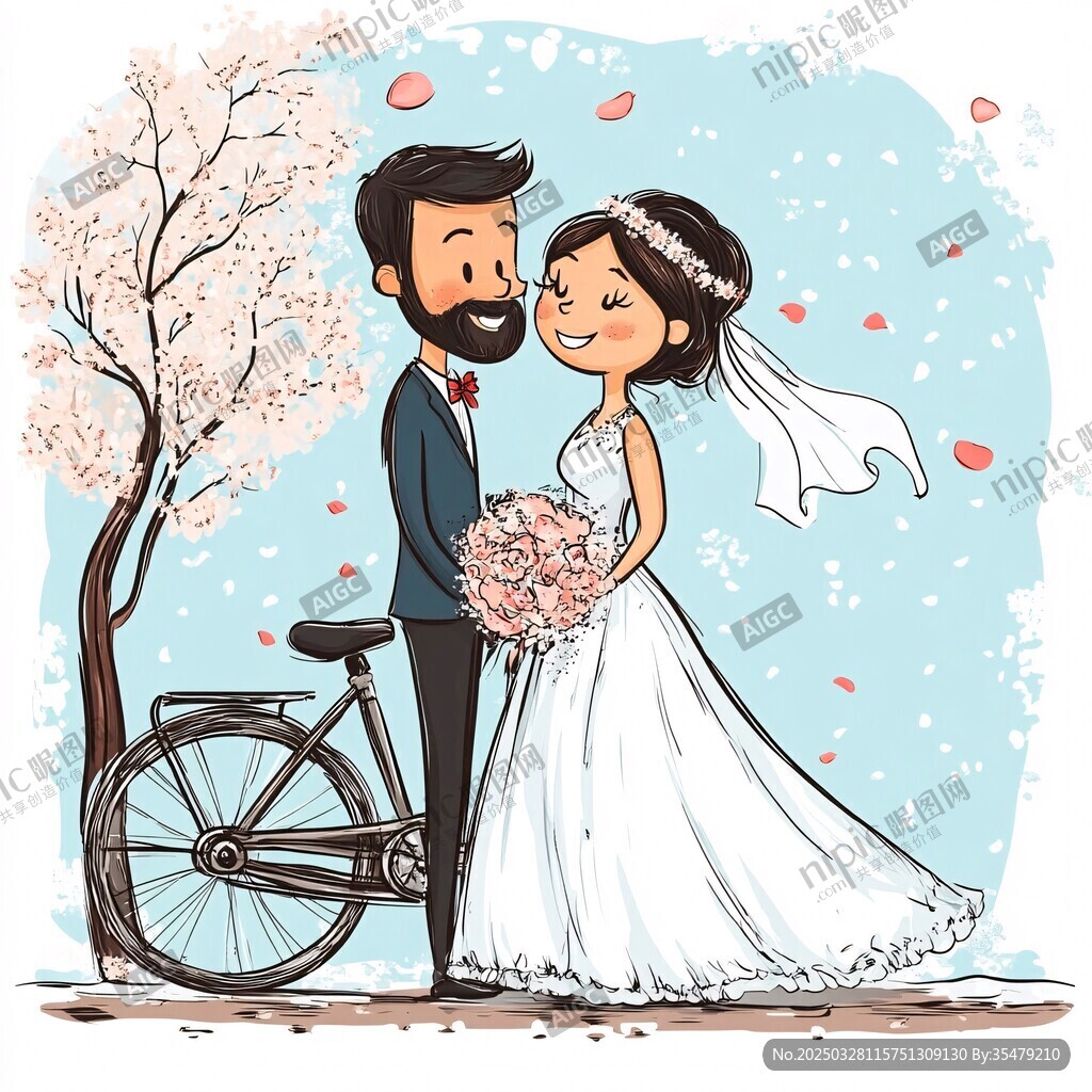 浪漫櫻花下的新婚甜蜜時刻