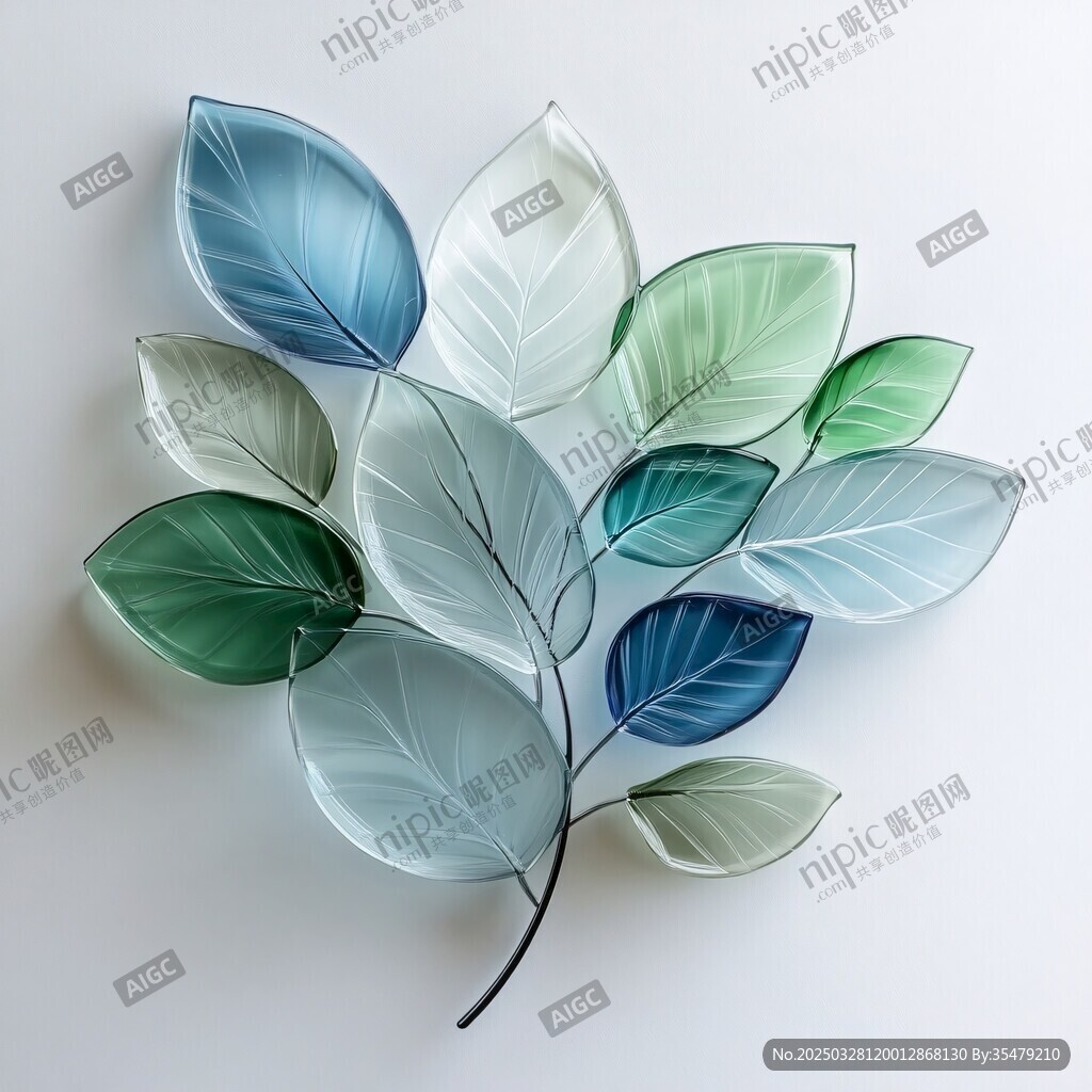 彩色玻璃葉片藝術裝飾品
