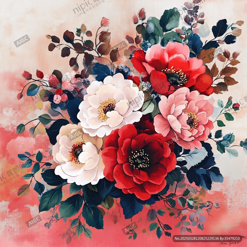 多彩花卉插畫 綻放之美